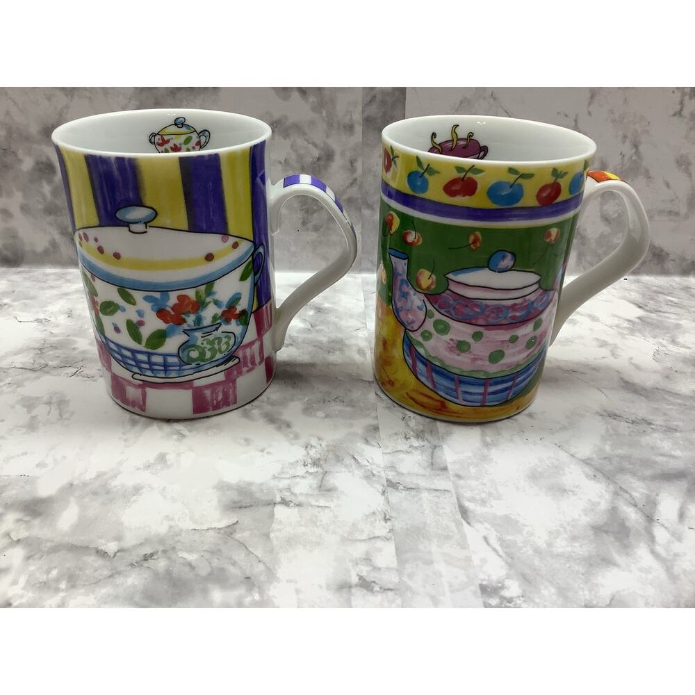 Inhesion - Set of 2 - Whimsical Porcelain Coffee/Tea Mugs - 10 ounce